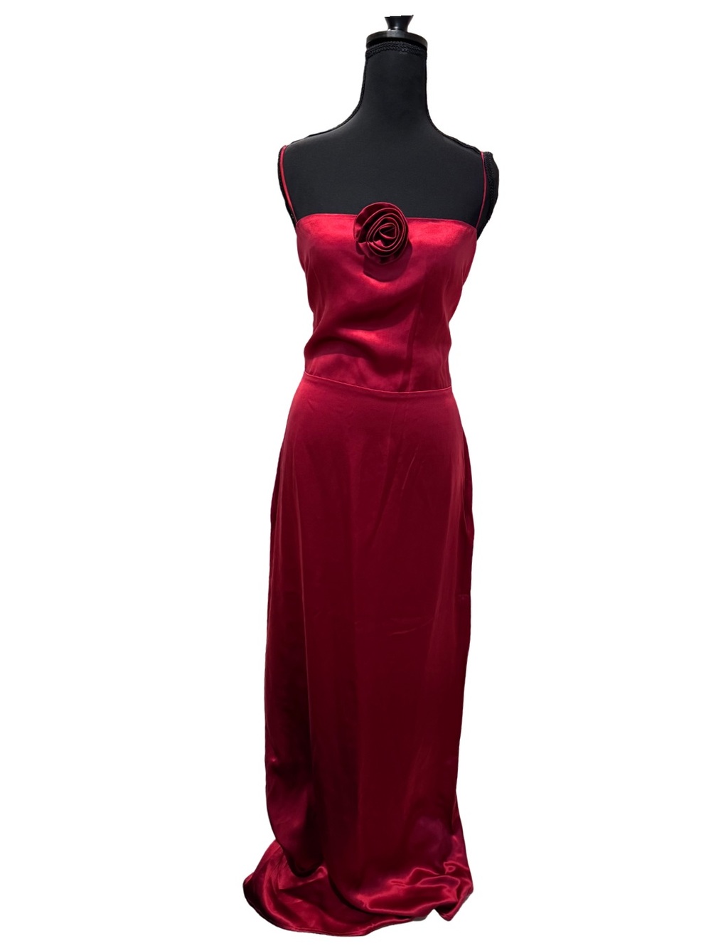 NWT Reformation Frankie Silk Maxi Dress Burgundy Rosette Size 10 - Picture 3 of 10